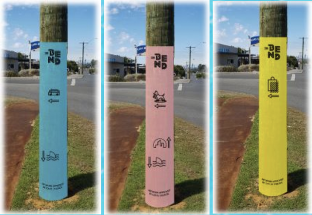 the bend painted poles