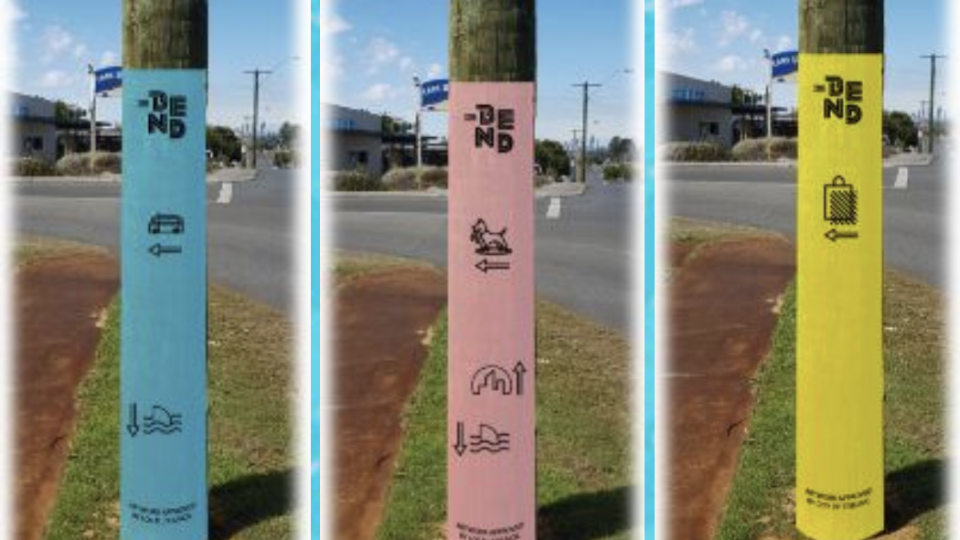 the bend painted poles